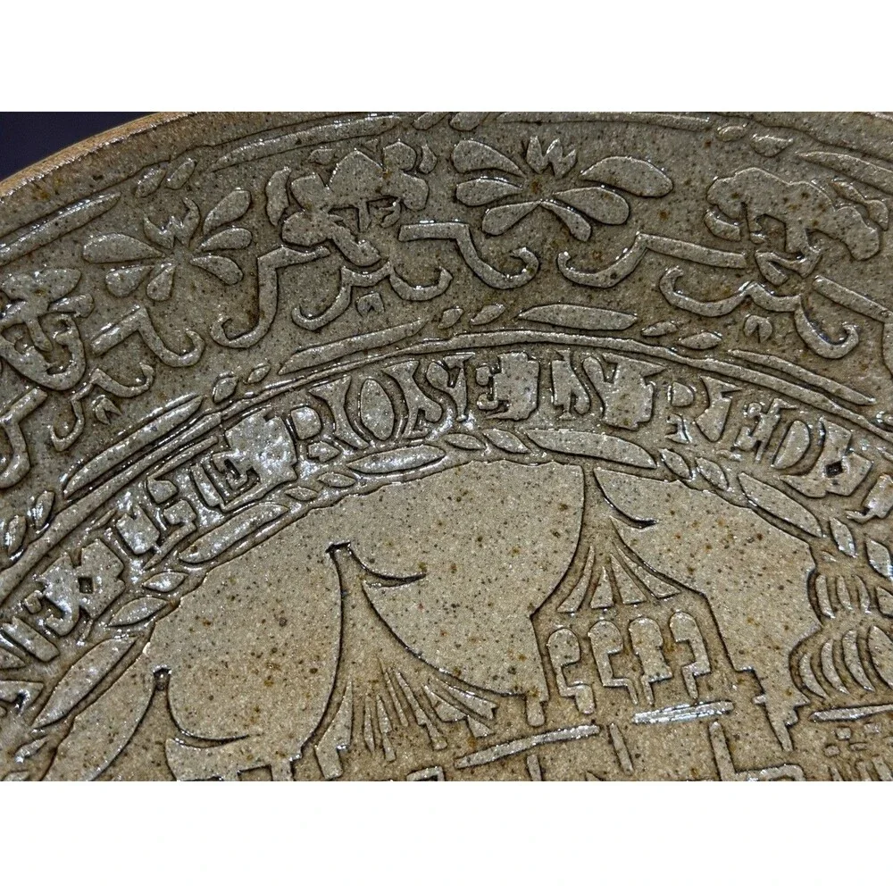 Vintage 92 Signed Ceramic 11” Pottery Bowl Queen Elizabeth I Commemorative Plate